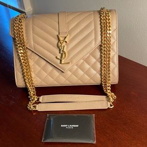 Saint Laurent Medium Envelope Monogram Matelassé Leather Bag